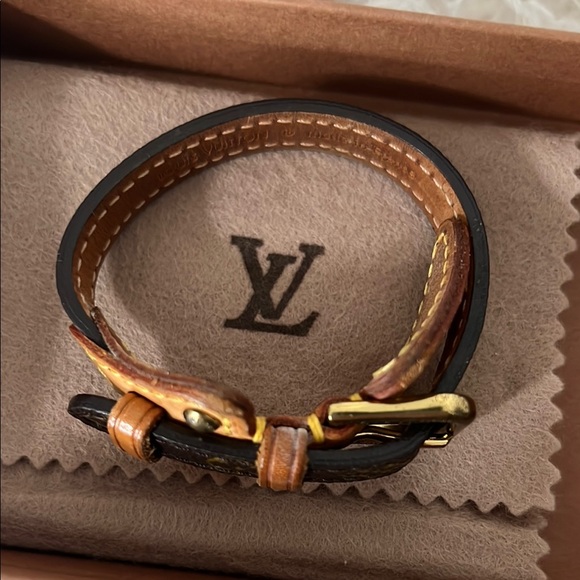 Louis Vuitton Jewelry - Louis Vuitton Theda Brown and Gold Monogram Bracelet with Box